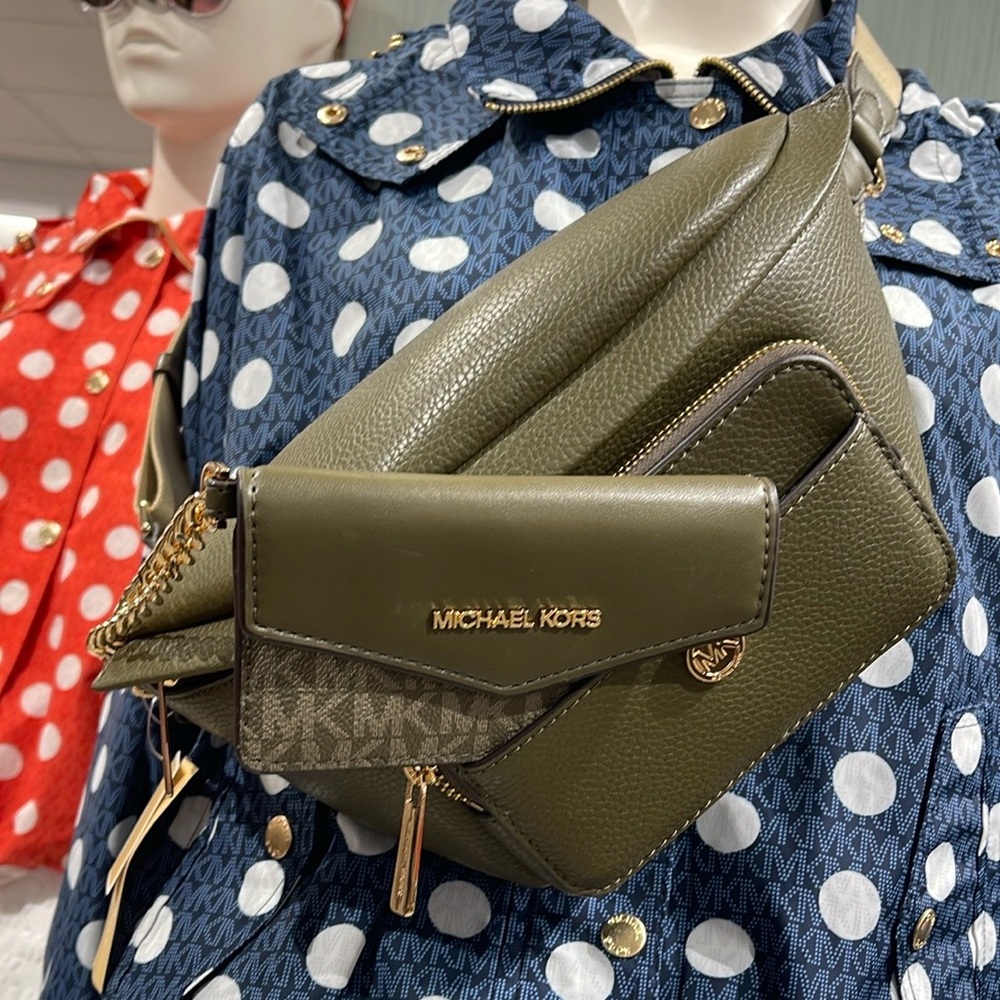 Michael Kors Maisie Lg Pebbled Leather 2-in-1 Sling Pack Waist Bag Fanny Pack - Picture 10 of 16